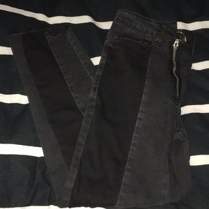Design Lab black and dark grey colour block skinny jeans
